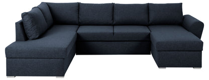 Tromso sovesofa med chaiselong med opbevaring venstrevendt 296 x 85 cm i blå