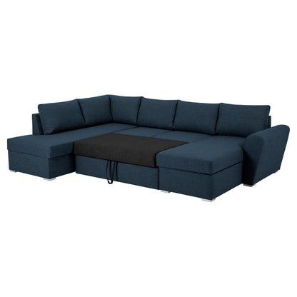 Hjørnesofa Oxford i brun med vendbar opbygning, sovefunktion og opbevaring, 228 x 228 x 85 cm