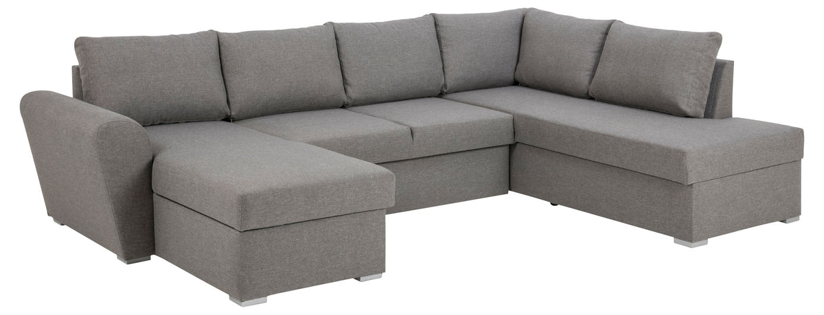 Genoa sovesofa med chaiselong med opbevaring venstrevendt 296 x 85 cm i lysegrå