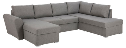 Genoa sovesofa med chaiselong med opbevaring venstrevendt 296 x 85 cm i lysegrå