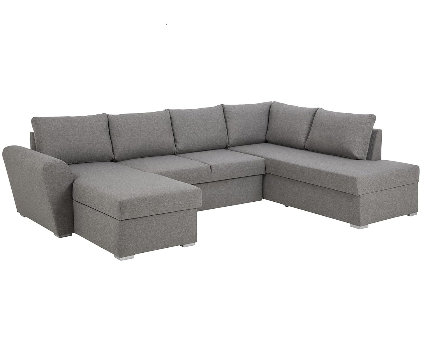 Genoa sovesofa med chaiselong med opbevaring venstrevendt 296 x 85 cm i lysegrå