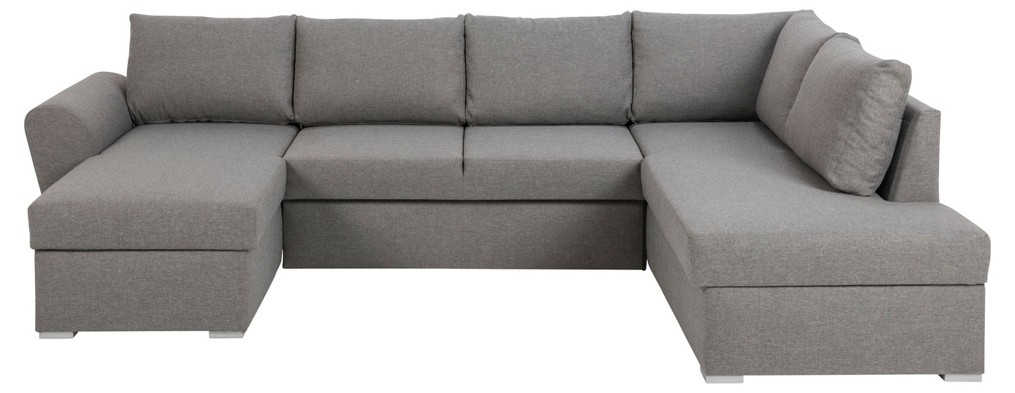 Genoa sovesofa med chaiselong med opbevaring venstrevendt 296 x 85 cm i lysegrå