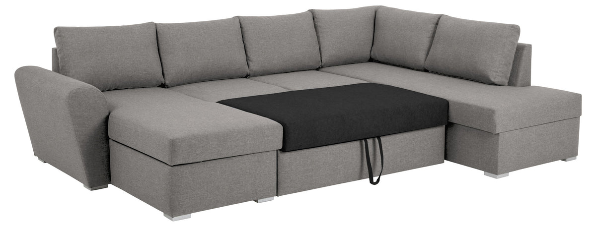 Genoa sovesofa med chaiselong med opbevaring venstrevendt 296 x 85 cm i lysegrå