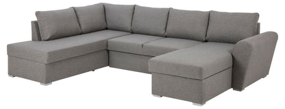 Genoa sovesofa med chaiselong med opbevaring venstrevendt 296 x 85 cm i lysegrå