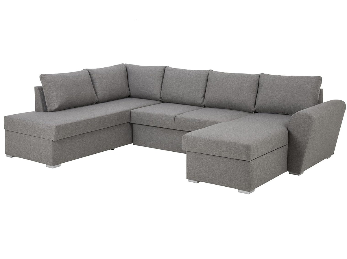 Genoa sovesofa med chaiselong med opbevaring venstrevendt 296 x 85 cm i lysegrå
