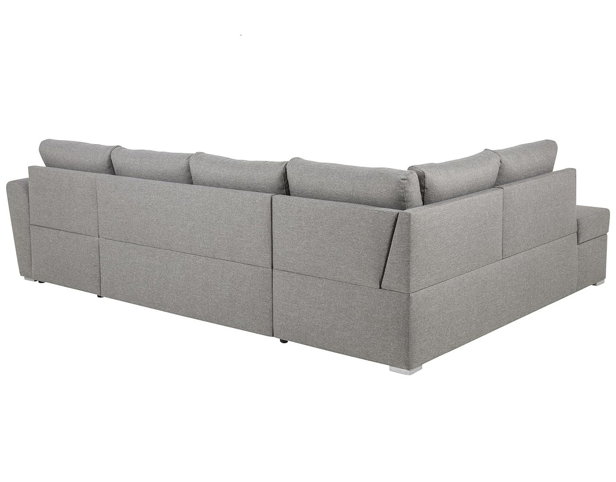 Genoa sovesofa med chaiselong med opbevaring venstrevendt 296 x 85 cm i lysegrå