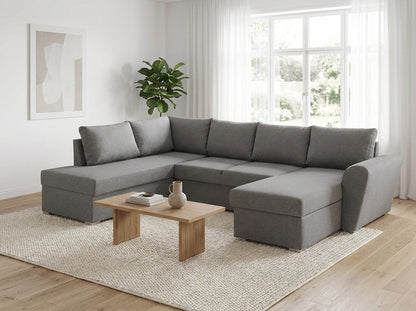 Genoa sovesofa med chaiselong med opbevaring venstrevendt 296 x 85 cm i lysegrå