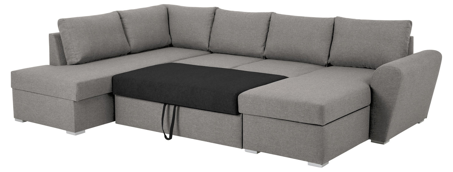 Genoa sovesofa med chaiselong med opbevaring venstrevendt 296 x 85 cm i lysegrå