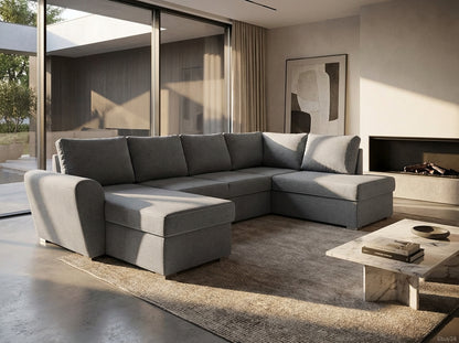 Genoa sovesofa med chaiselong med opbevaring venstrevendt 296 x 85 cm i lysegrå