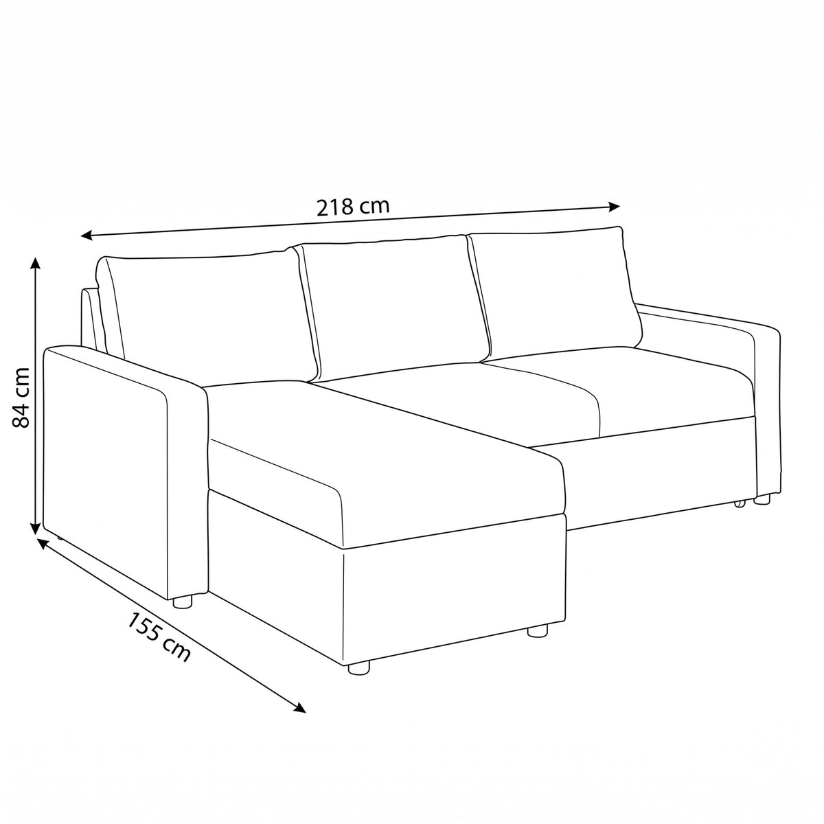 Stavanger sovesofa med chaiselong med opbevaring