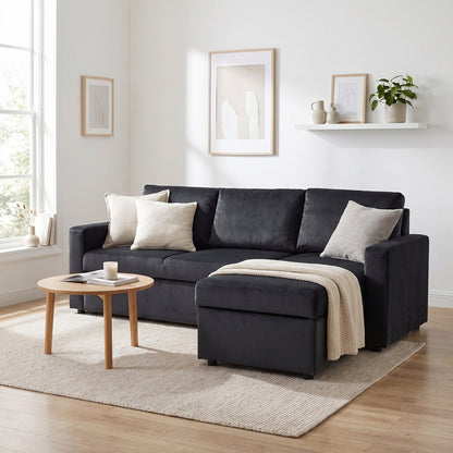 Oxford sovesofa med chaiselong med opbevaring vendbar 218 x 84 cm