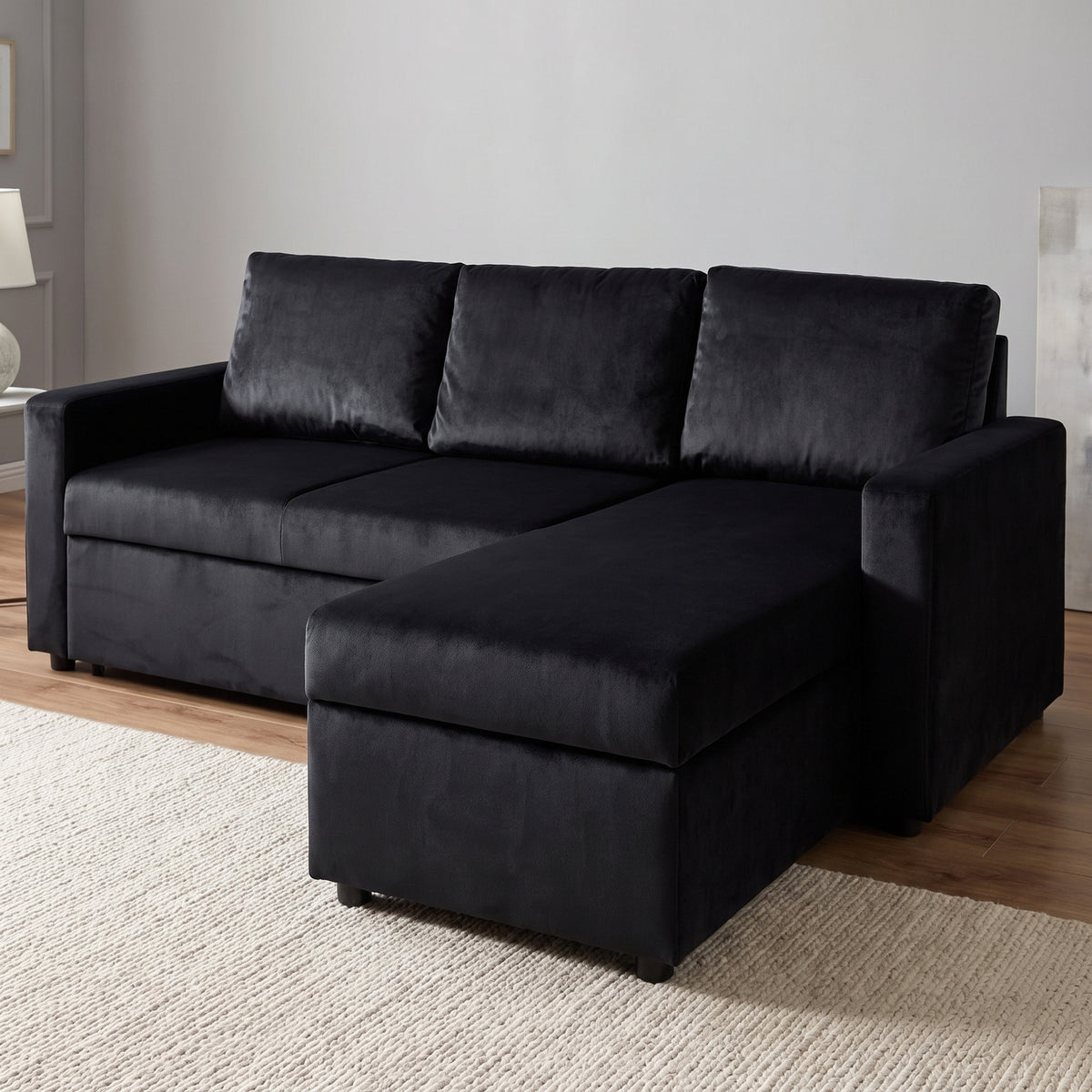 Oxford sovesofa med chaiselong med opbevaring vendbar 218 x 84 cm