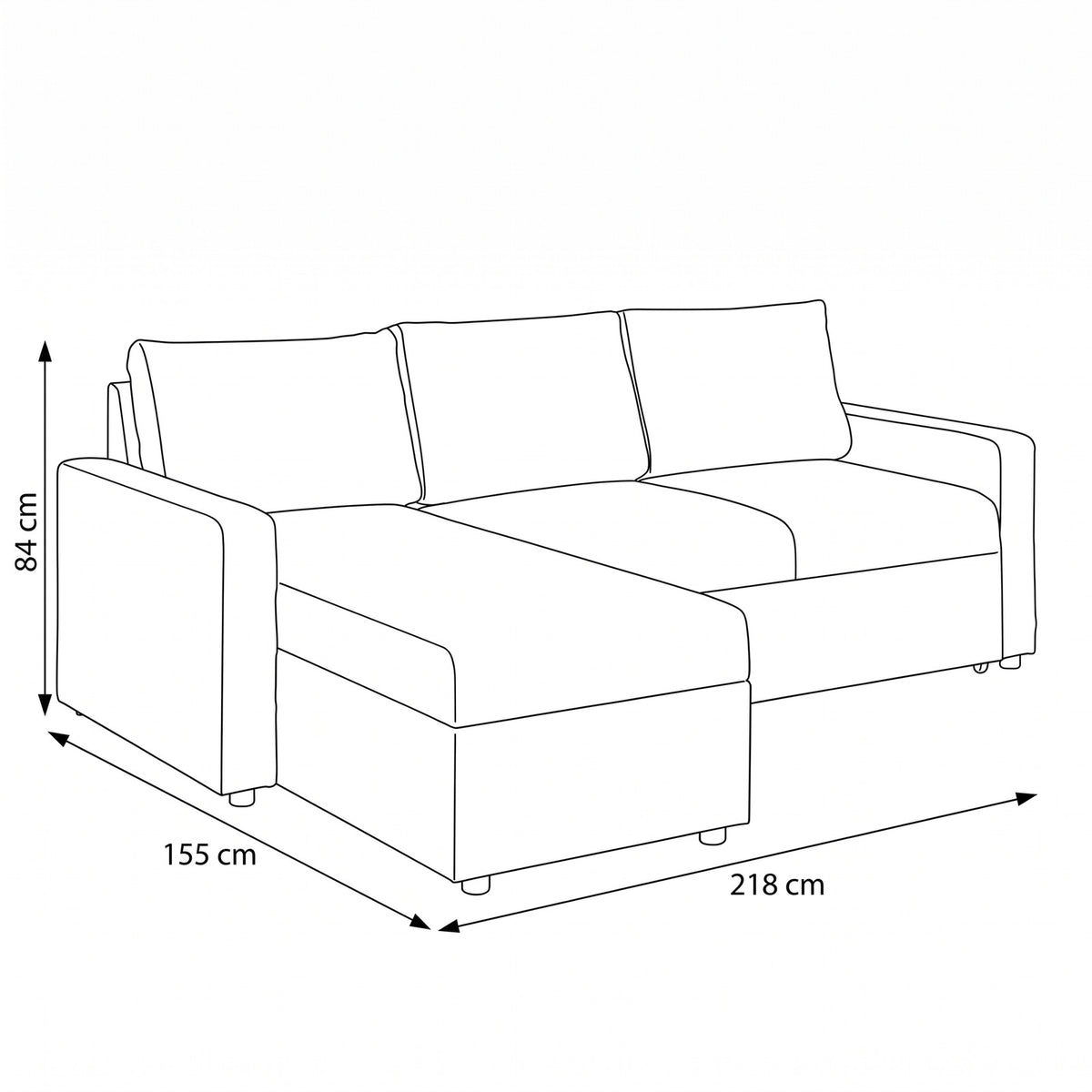 Stavanger sovesofa med chaiselong med opbevaring