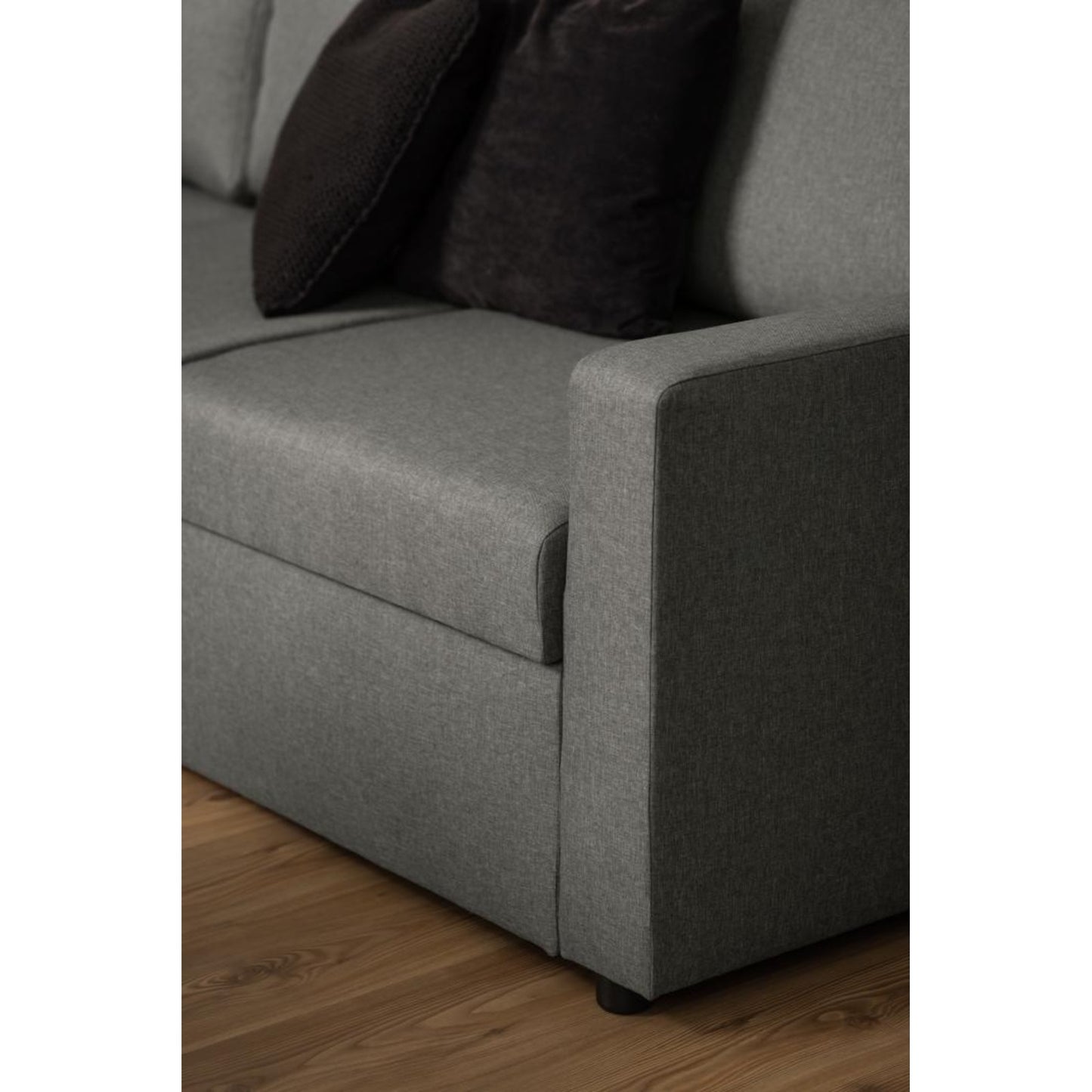 Hjørnesofa Oxford i brun med vendbar opbygning, sovefunktion og opbevaring, 228 x 228 x 85 cm