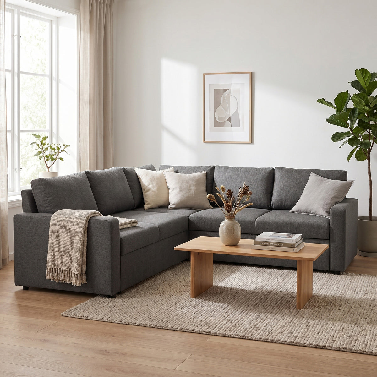 Oxford hjørnesofa med opbevaring og sovefunktion 228 x 85 cm