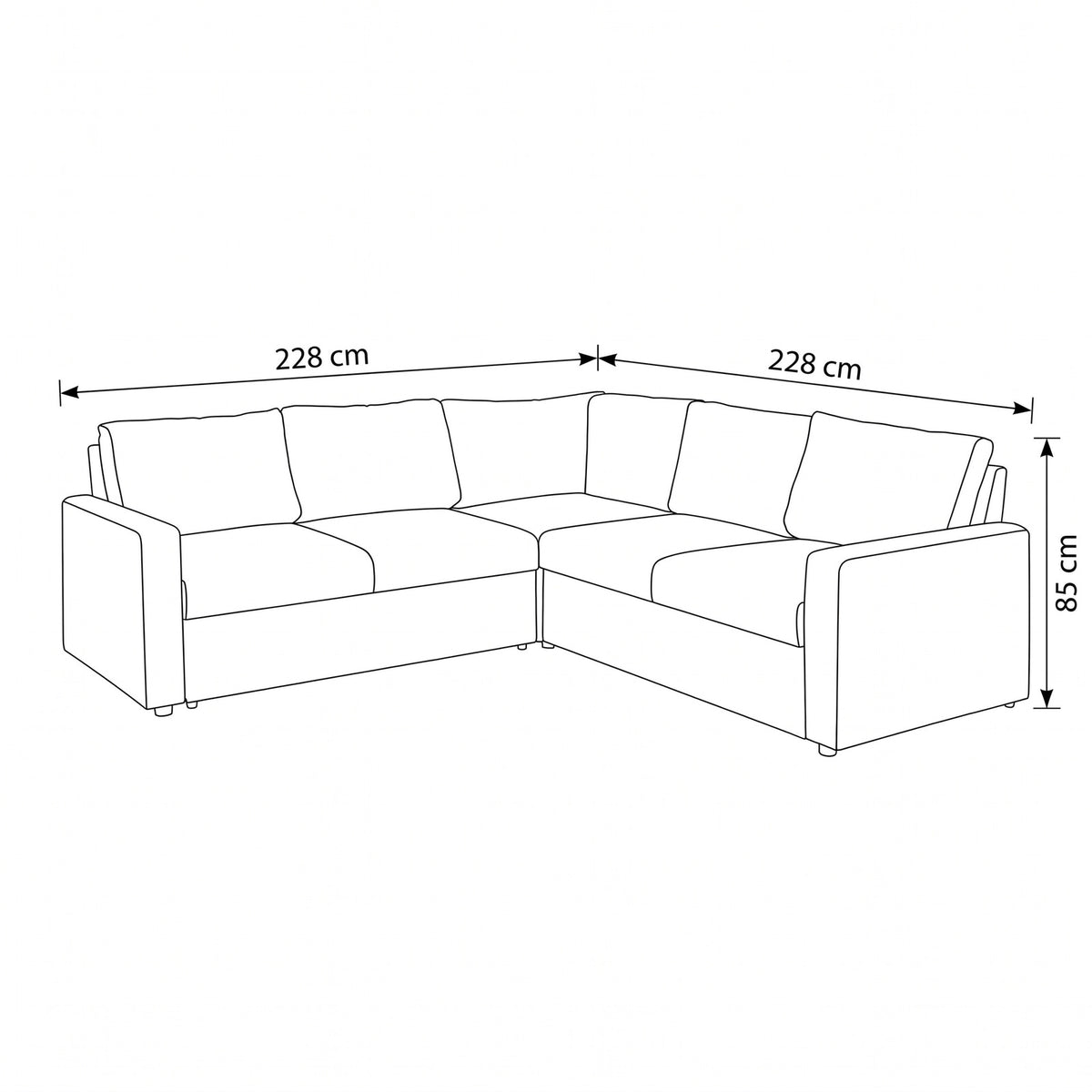 Oxford hjørnesofa med opbevaring og sovefunktion 228 x 85 cm