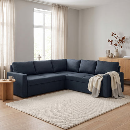 Hjørnesofa Oxford i brun med vendbar opbygning, sovefunktion og opbevaring, 228 x 228 x 85 cm