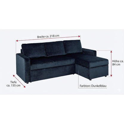 Oxford sovesofa med chaiselong med opbevaring vendbar 218 x 84 cm