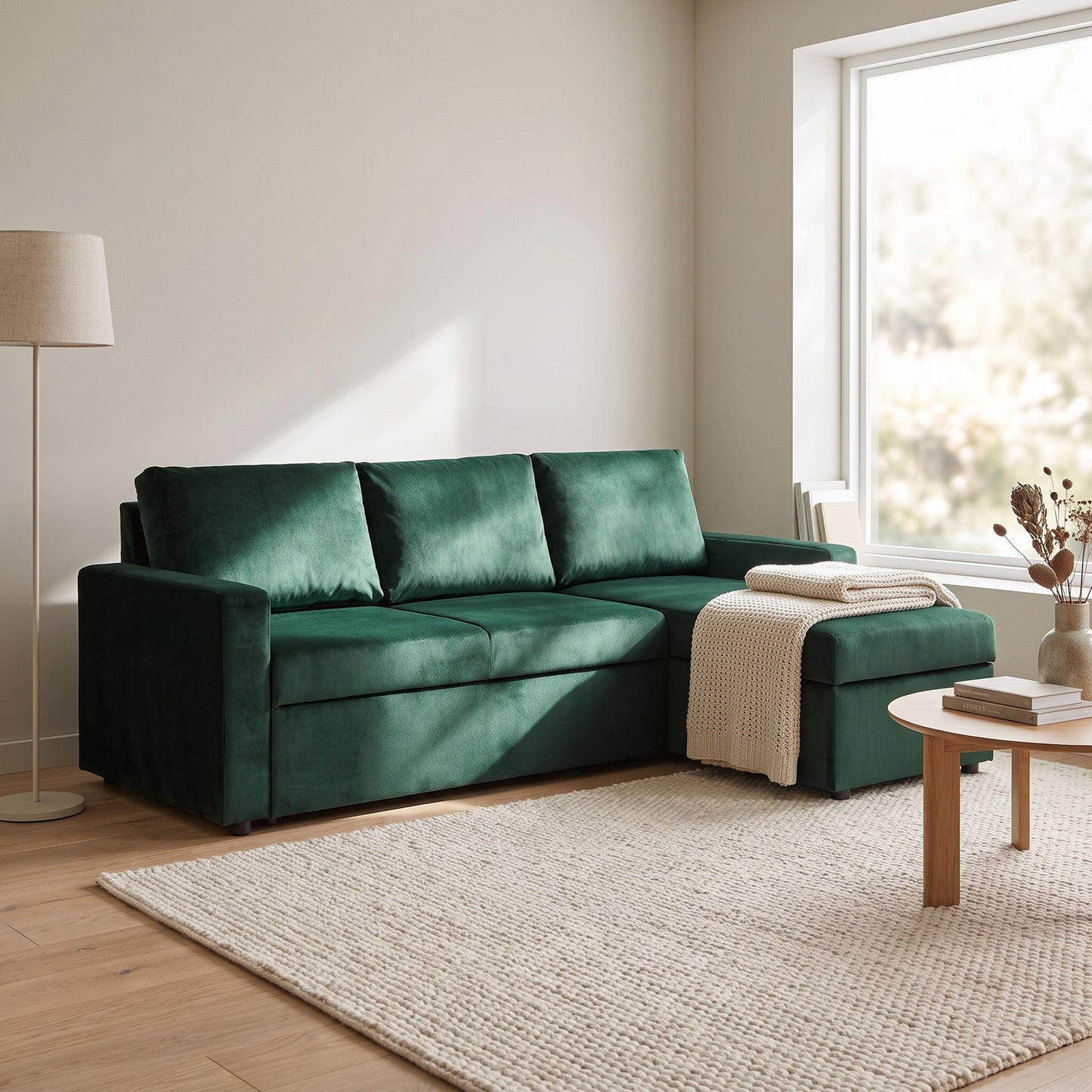 Oxford sovesofa med chaiselong med opbevaring vendbar 218 x 84 cm