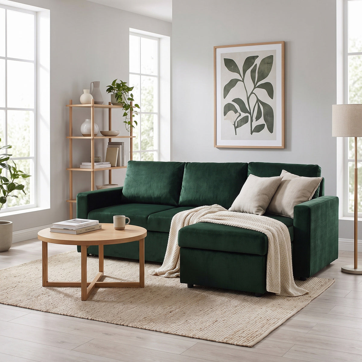 Oxford sovesofa med chaiselong med opbevaring vendbar 218 x 84 cm