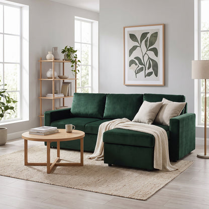 Oxford sovesofa med chaiselong med opbevaring vendbar 218 x 84 cm