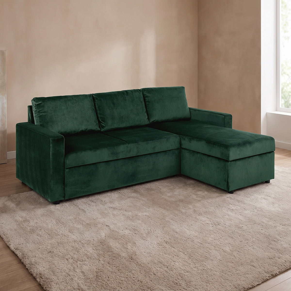 Oxford sovesofa med chaiselong med opbevaring vendbar 218 x 84 cm