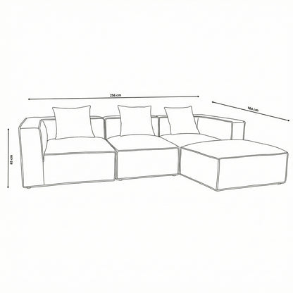 Madrid sofa med chaiselong højrevendt 256 x 65 cm