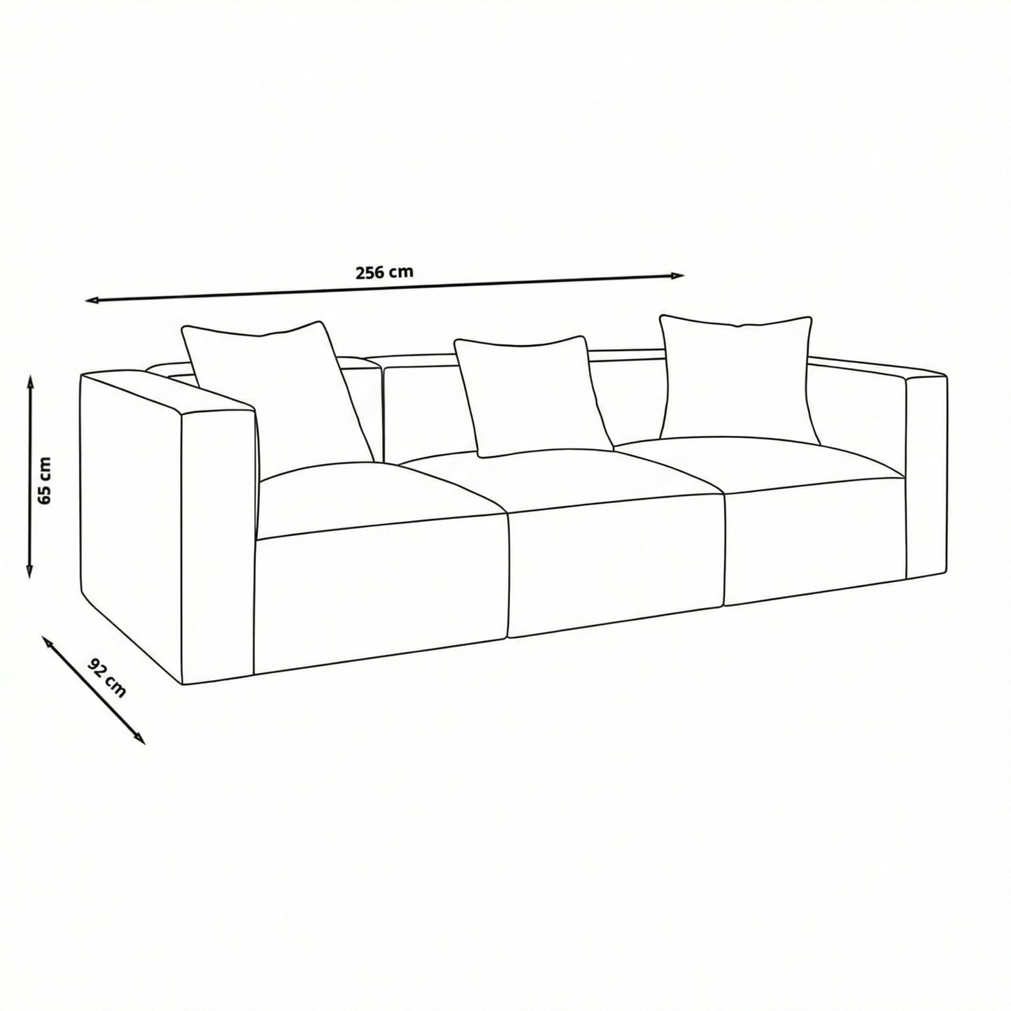 Madrid 3-personers sofa 256 x 65 cm