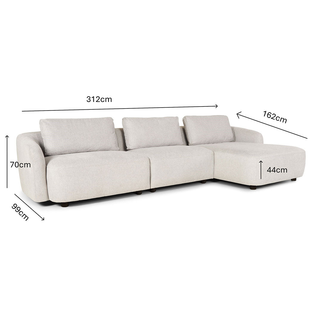 Budapest 2-personers sofa med chaiselong højrevendt 162 x 312 cm