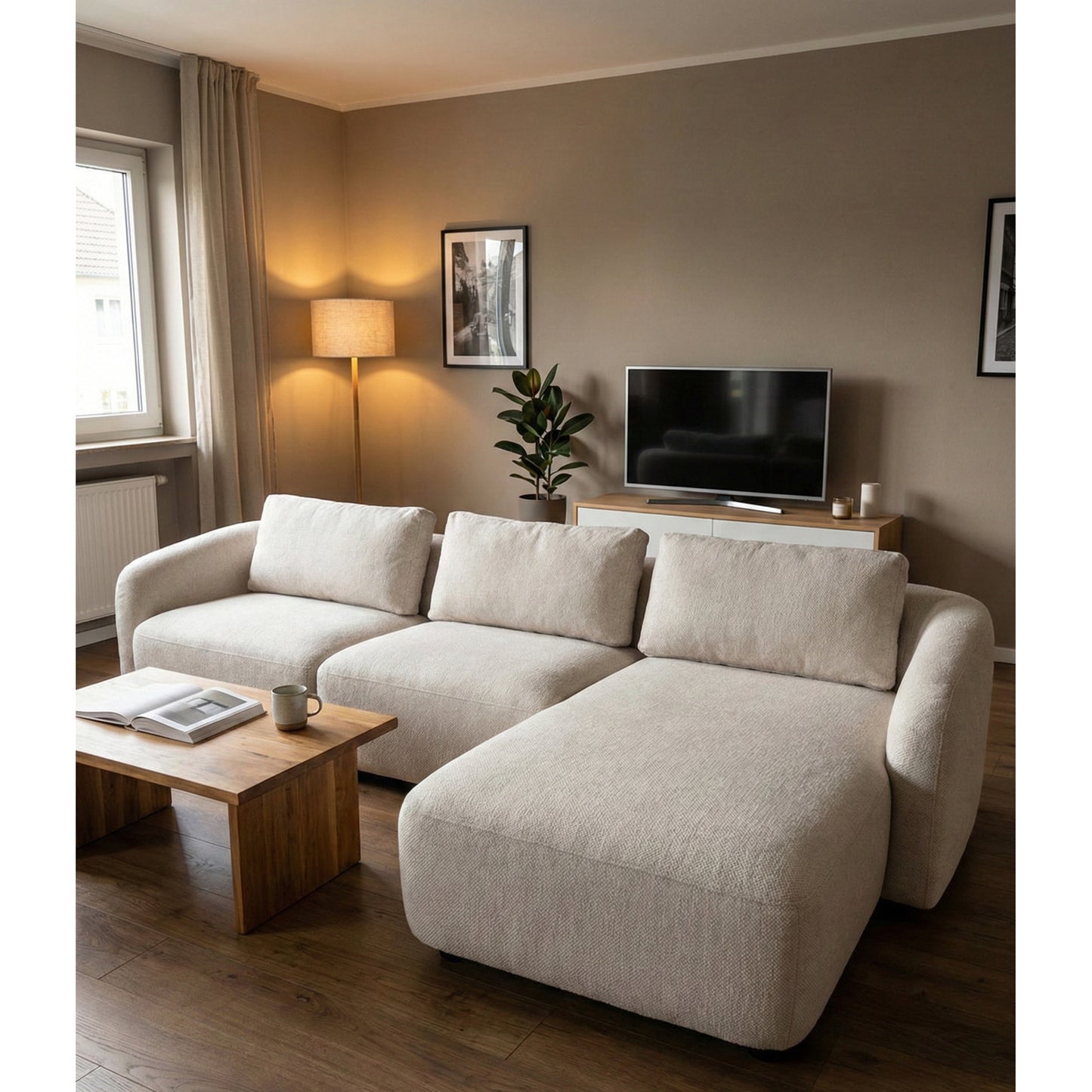 Budapest 2-personers sofa med chaiselong højrevendt 162 x 312 cm