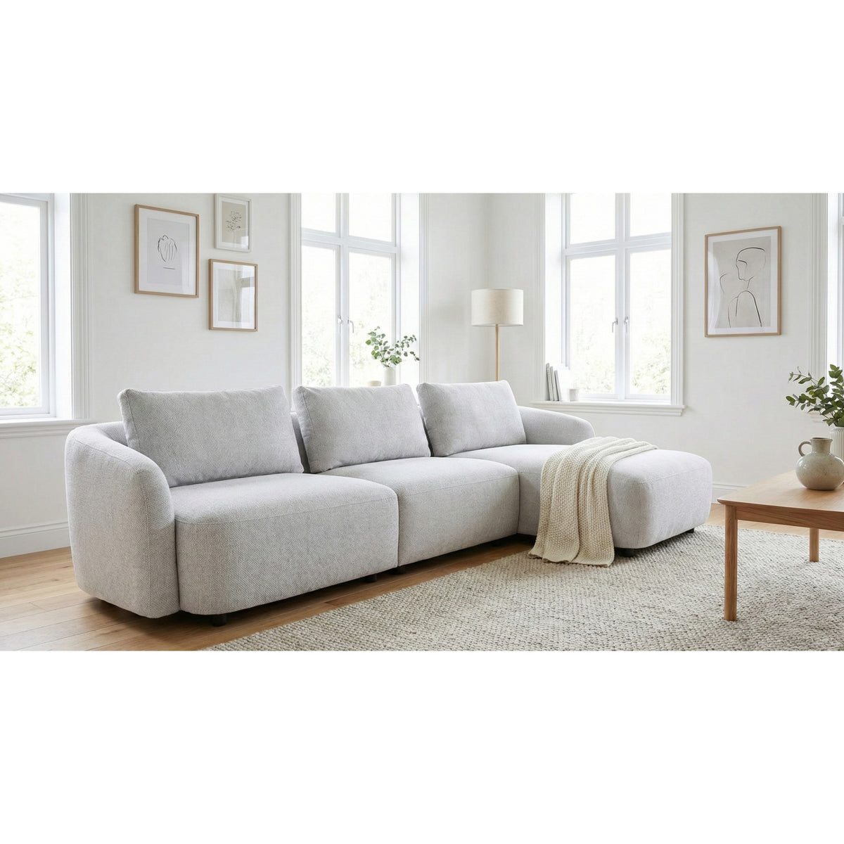 Budapest 2-personers sofa med chaiselong højrevendt 162 x 312 cm