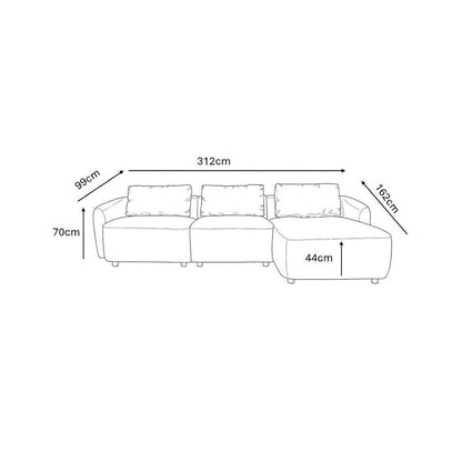 Budapest 2-personers sofa med chaiselong højrevendt 162 x 312 cm