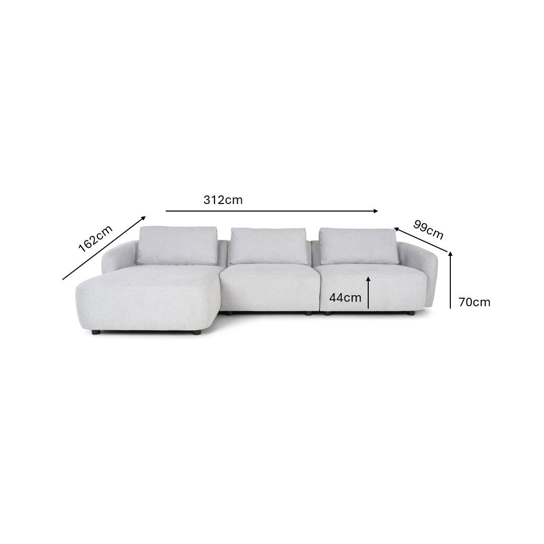 Budapest 2-personers sofa med chaiselong venstrevendt 162 x 312 cm