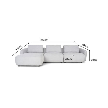 Budapest 2-personers sofa med chaiselong venstrevendt 162 x 312 cm