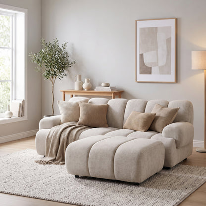 Zurich modulsofa højrevendt 175 x 190 cm i sandfarvet