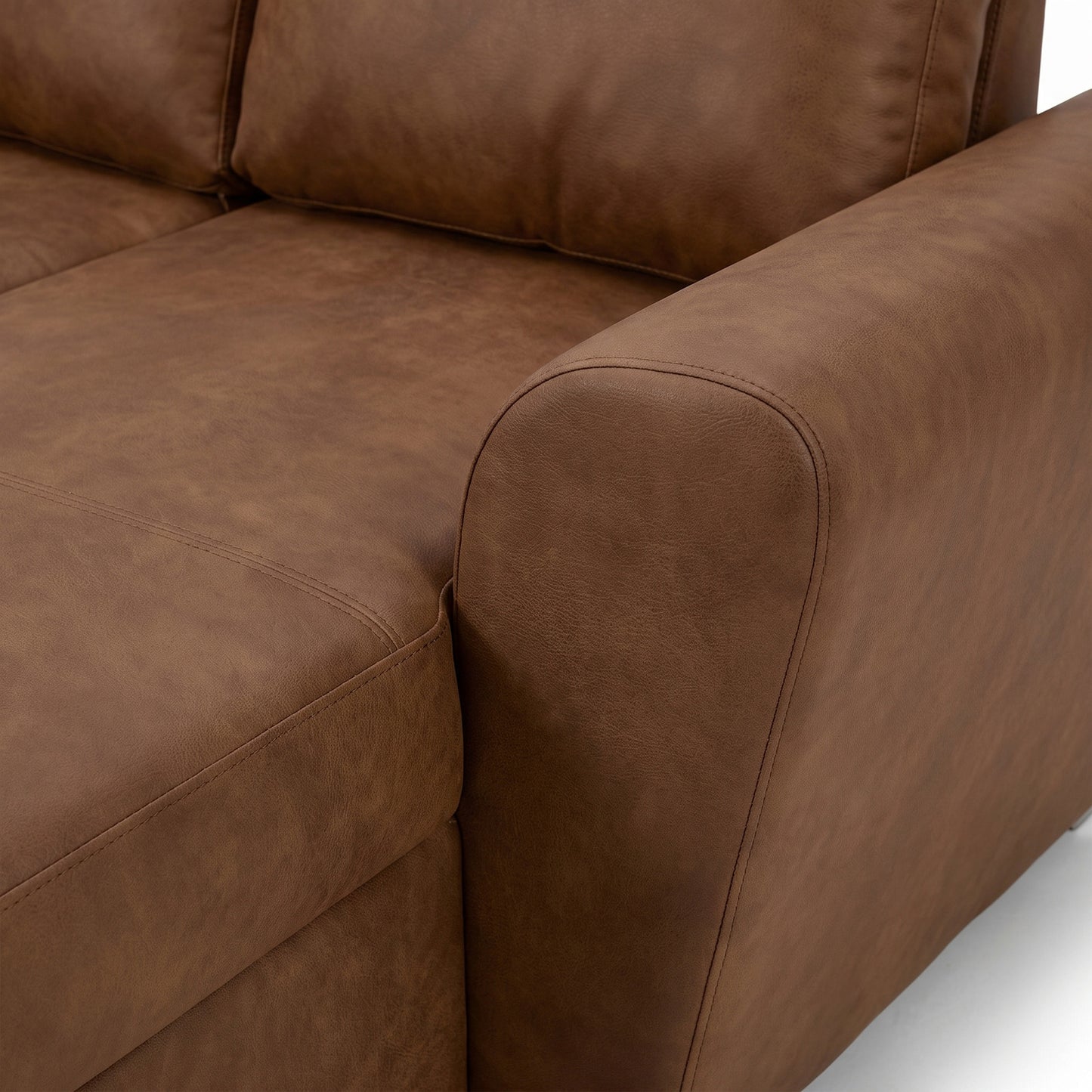 U-sofa Tromso i brun med chaiselong til højre, sovefunktion og opbevaring, 297 x 203 x 85 cm