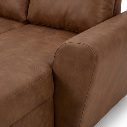 U-sofa Tromso i brun med chaiselong til højre, sovefunktion og opbevaring, 297 x 203 x 85 cm
