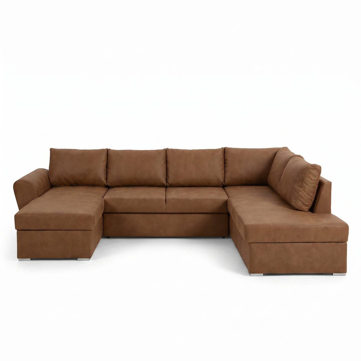 U-sofa Tromso i brun med chaiselong til venstre, sovefunktion og opbevaring, 297 x 203 x 85 cm