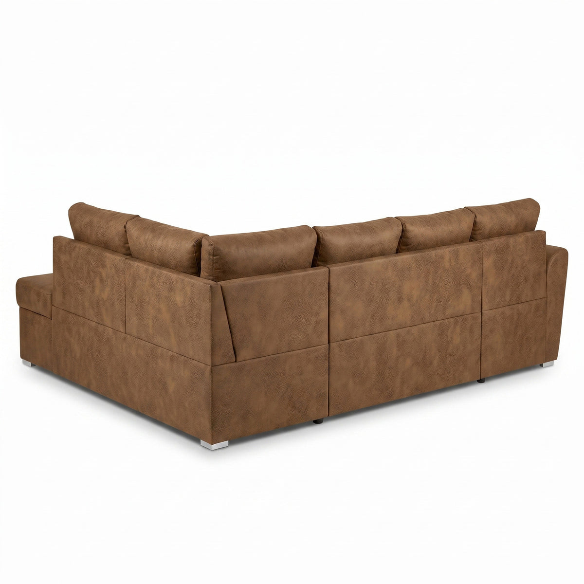 U-sofa Tromso i brun med chaiselong til venstre, sovefunktion og opbevaring, 297 x 203 x 85 cm