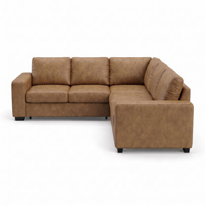Hjørnesofa Oxford i brun med vendbar opbygning, sovefunktion og opbevaring, 228 x 228 x 85 cm