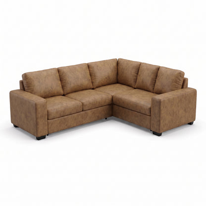 Hjørnesofa Oxford i brun med vendbar opbygning, sovefunktion og opbevaring, 228 x 228 x 85 cm