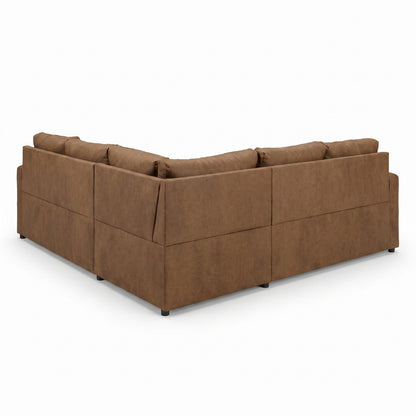 Hjørnesofa Oxford i brun med vendbar opbygning, sovefunktion og opbevaring, 228 x 228 x 85 cm