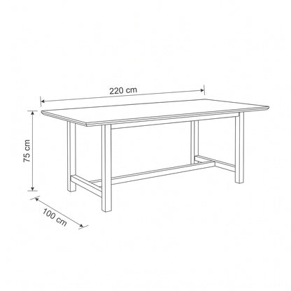 Lissabon spisebord 100 x 220 cm i sort