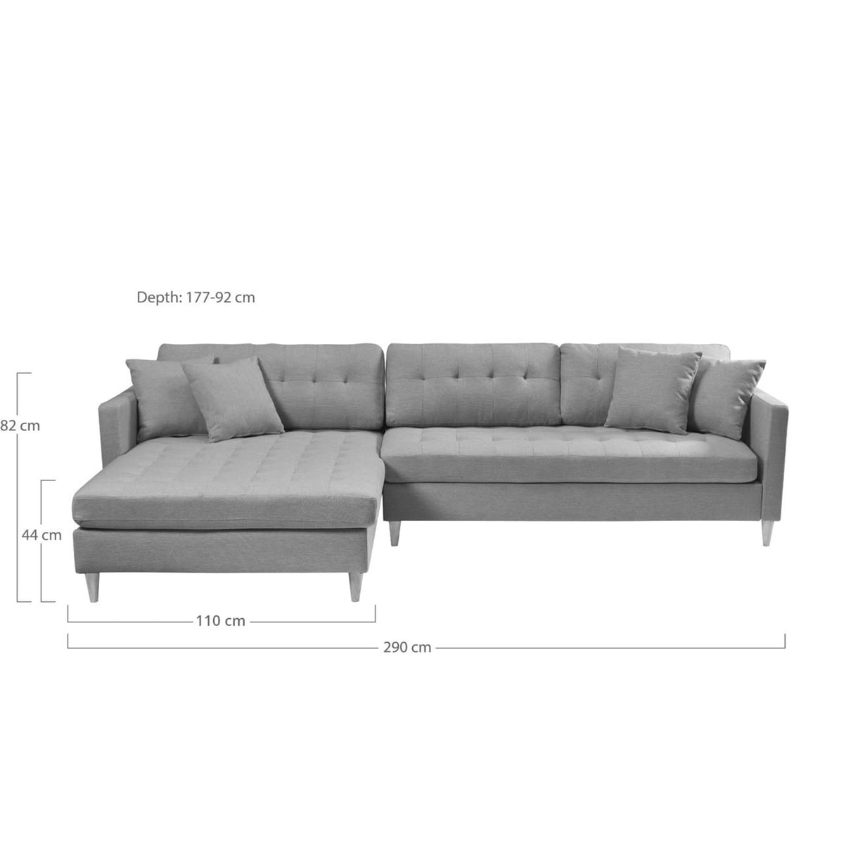 New Orleans chaiselongsofa venstrevendt 290 x 82 cm