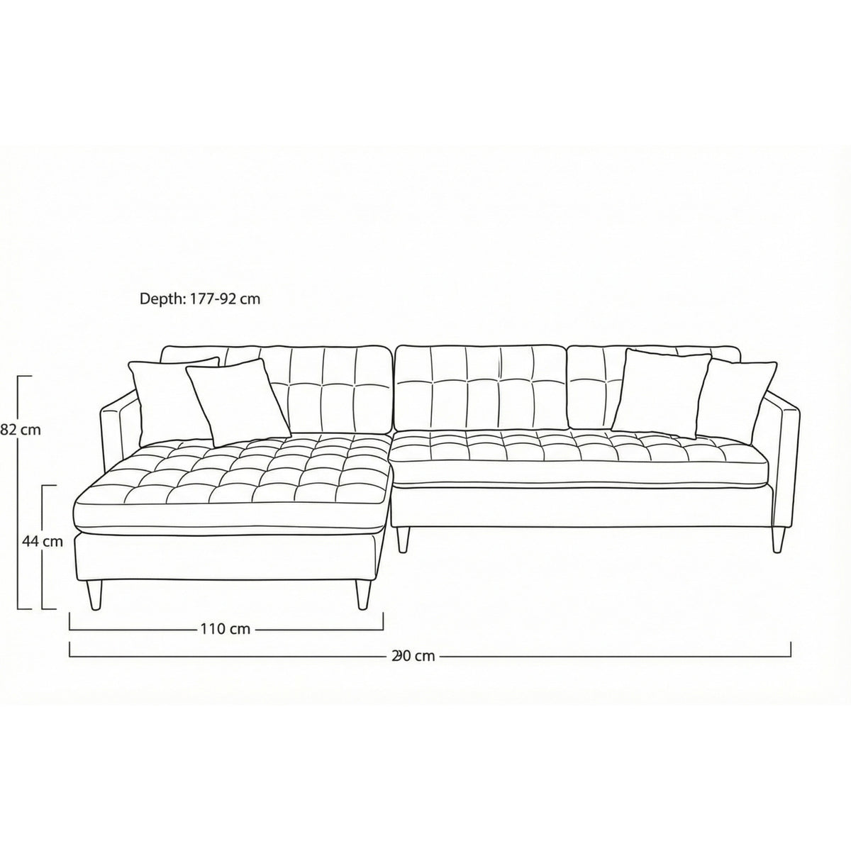 New Orleans chaiselongsofa venstrevendt 290 x 82 cm
