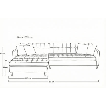 New Orleans chaiselongsofa venstrevendt 290 x 82 cm