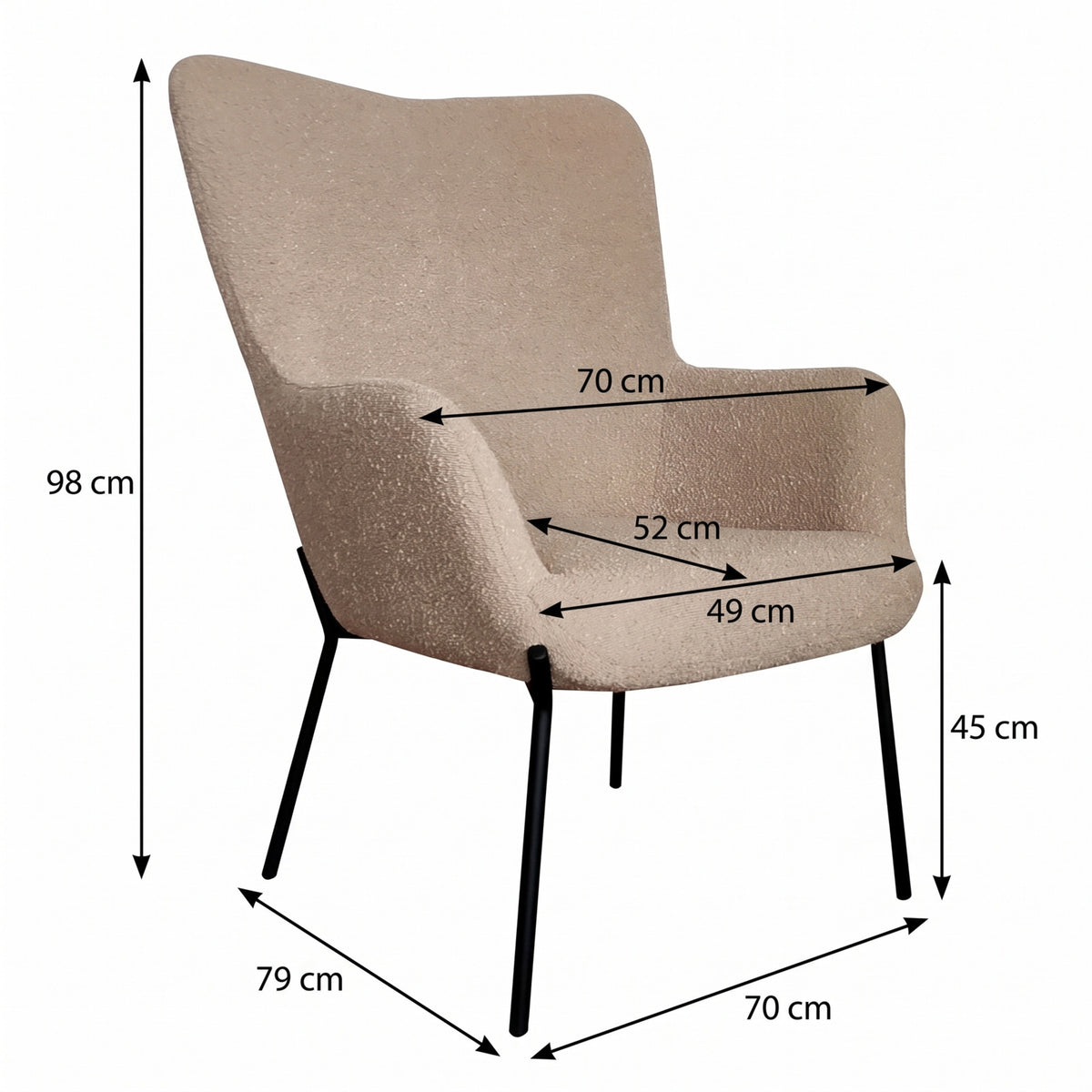Lænestol Monaco, polyester og metal