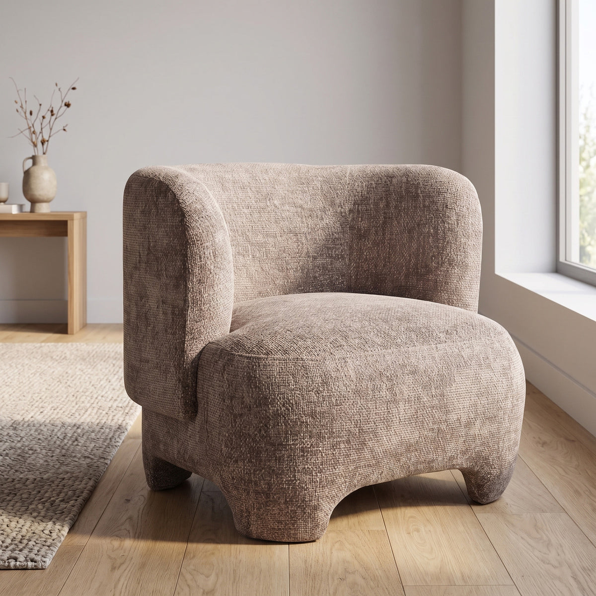 Lænestol New Delhi i beige, polyester, 77 x 79 x 72 cm