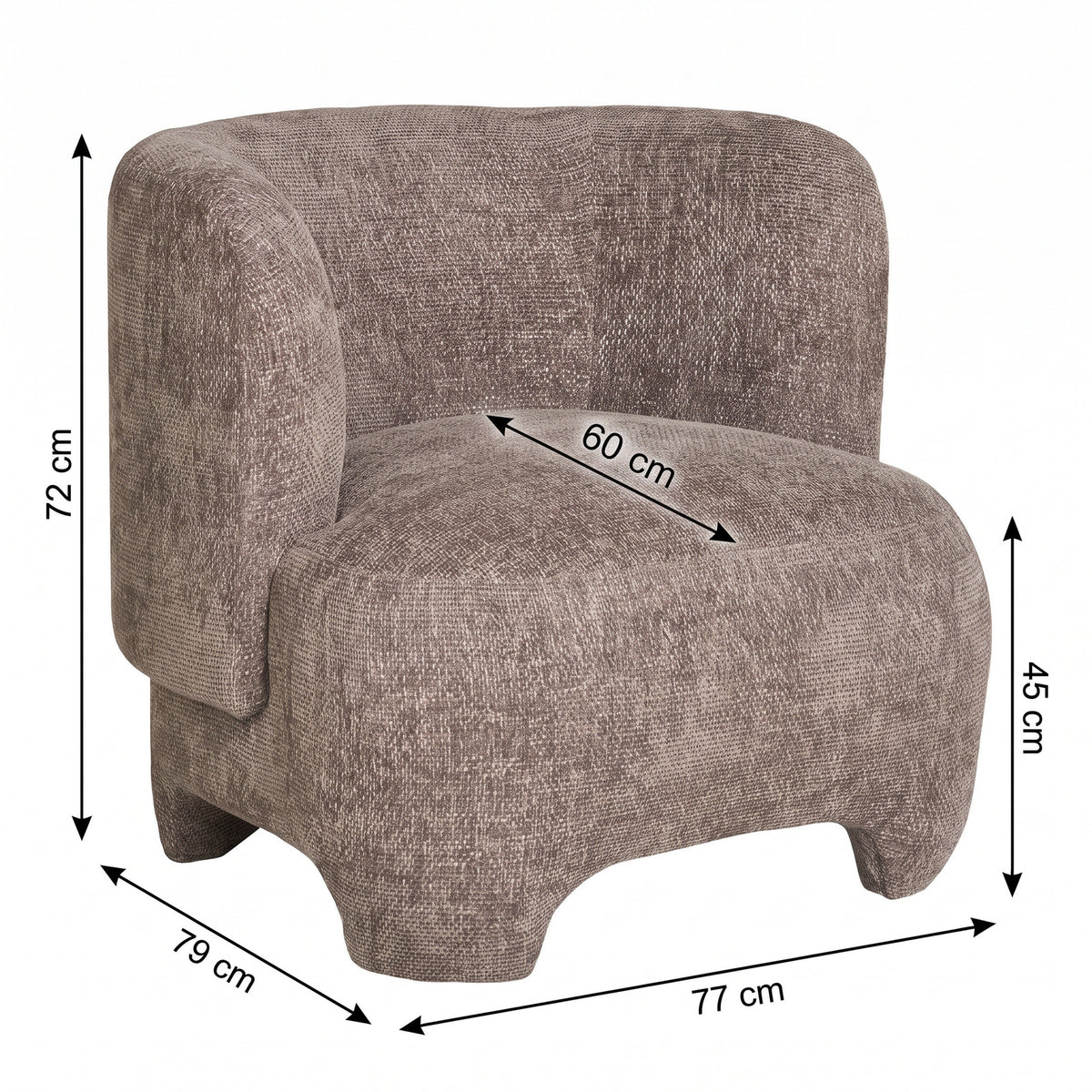 Lænestol New Delhi i beige, polyester, 77 x 79 x 72 cm