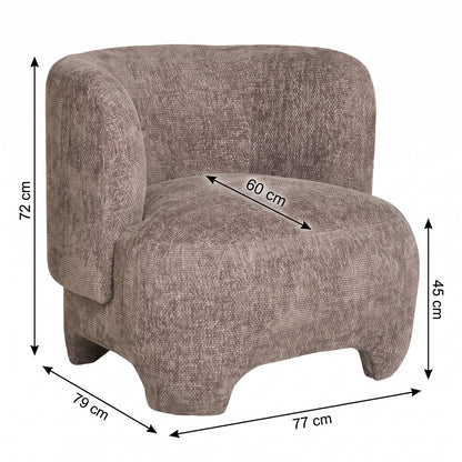 Lænestol New Delhi i beige, polyester, 77 x 79 x 72 cm